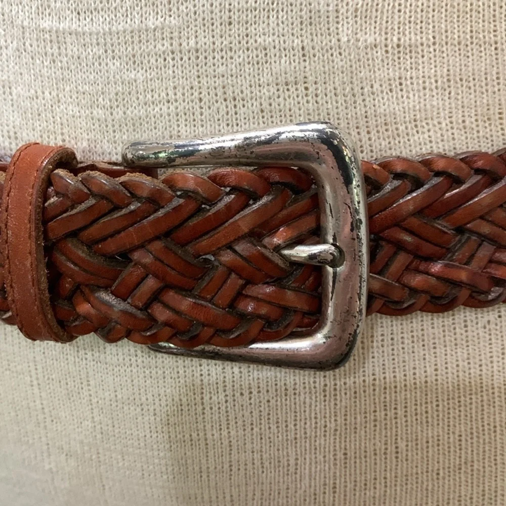 Fossil leather braided woven boho festival sz L belt